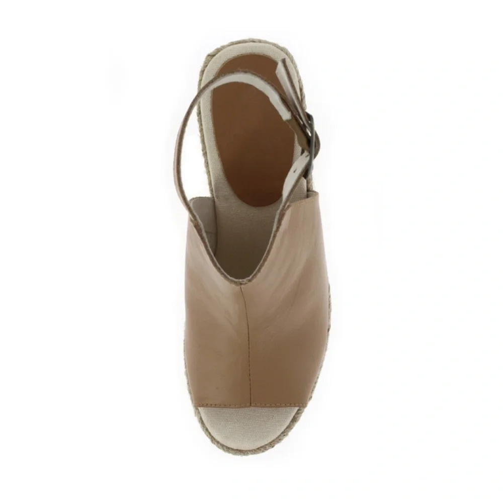 S.O.N.A.L.I. Tan Leather Espadrille‎ wedge sandals. Size 40 NWT